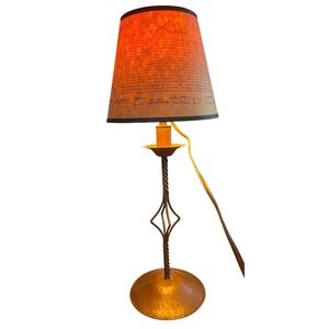 Antique Nekrassoff Signed Wrought Hammered Copper Twisted‎ Stem Lamp Working 16"